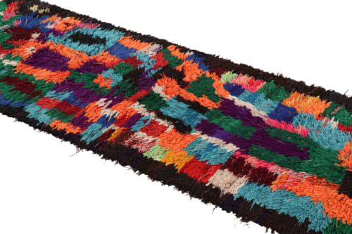 Vintage Moroccan Runner with Polychromatic Geometric Pattern | Rugs by Rug and Kilim