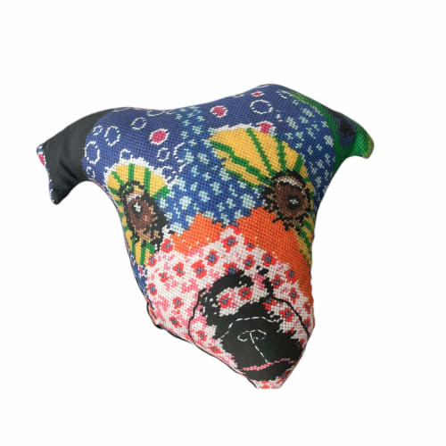 organic cotton sateen PUP POPSTAR handmade sculpted pillow | Pillows by Mommani Threads