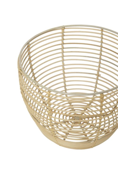 Handmade Round Rattan and Cane 10" Basket | Storage by Amara