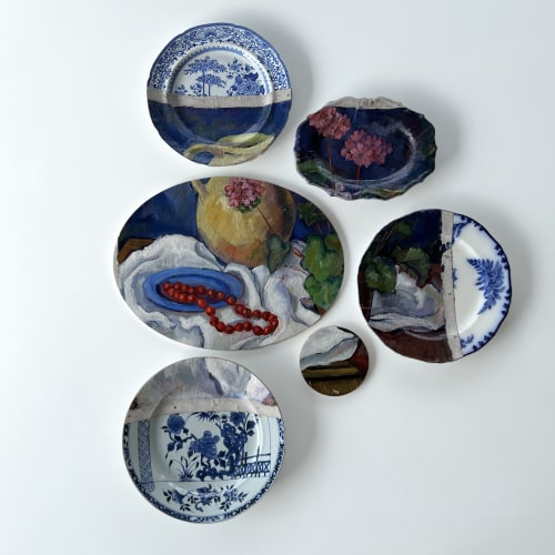 The Red Necklace - contemporary plate art installation | Wall Sculpture in Wall Hangings by Studio DeSimoneWayland
