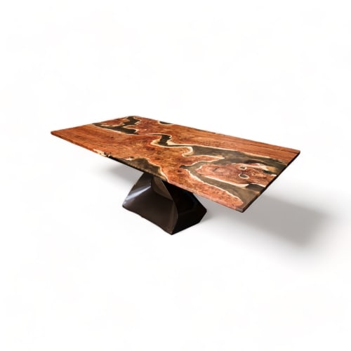 Carob & Copper Resin River Dining Table | Tables by Lumberlust Designs