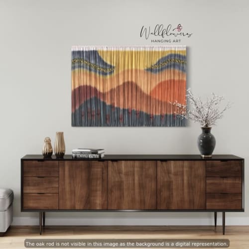 STURT DESERT PEA Beaded Floral Landscape Textile Fiber Art | Wall Hangings by Wallflowers Hanging Art