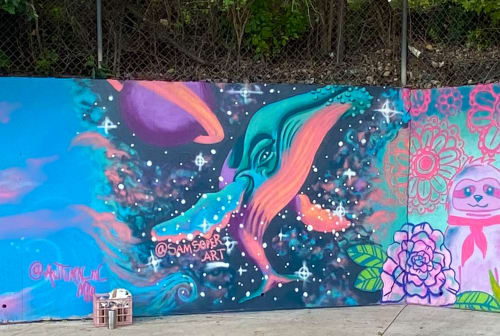Space Whale Mural | Street Murals by Sam Soper — Mural Art & Illustration | El Tacorrido in Austin