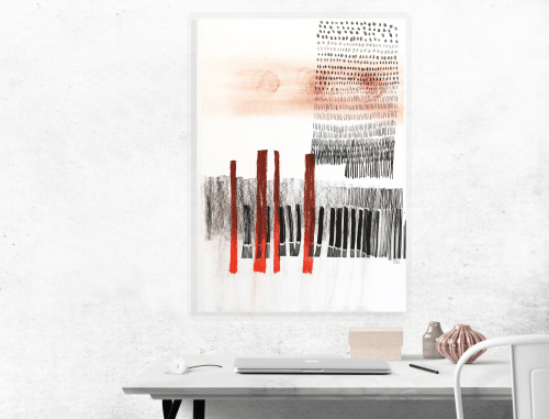 Large original abstract drawing 40x56cm | Mixed Media by Valeria Kondor
