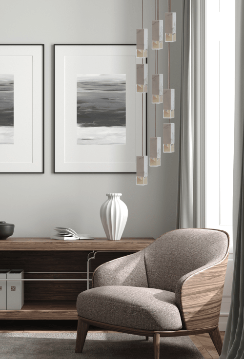 Lamp/One Marble 9-Light Chandelier