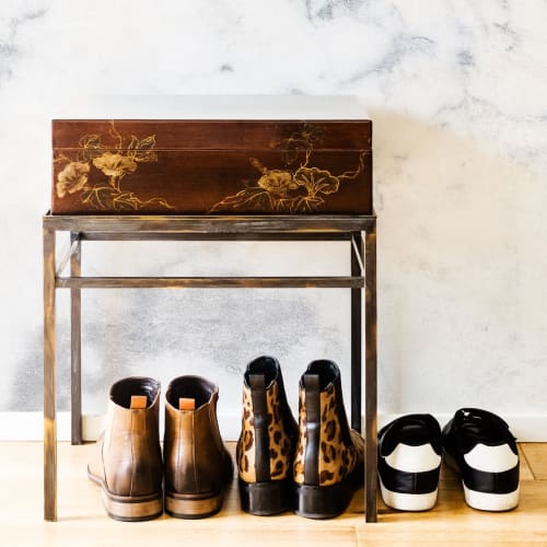 Brass Stand for luxury Leather Boxes (L-11 series) | Side Table in Tables by Lawrence & Scott