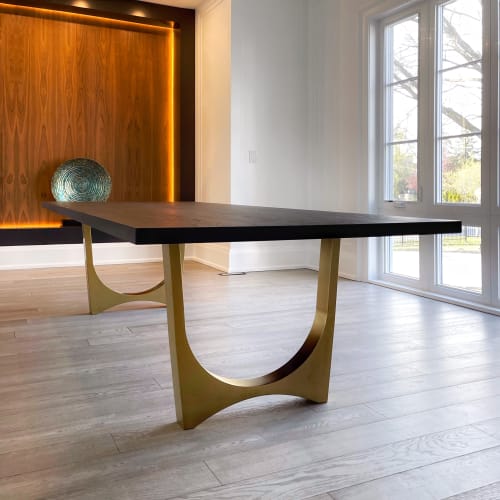 Carbon Black Brass Tunnel Table | Dining Table in Tables by YJ Interiors