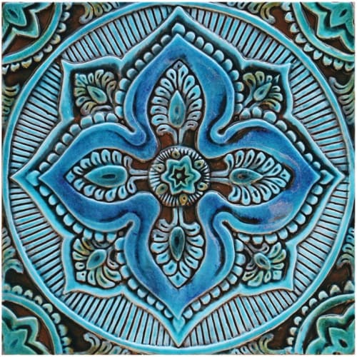 Kitchen backsplash using handmade decorative turquoise tiles | Tiles by GVEGA
