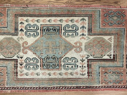 Hand-woven Turkish Rug Doormat| 1.9 x 3.7 | Small Rug in Rugs by Wool and Rug