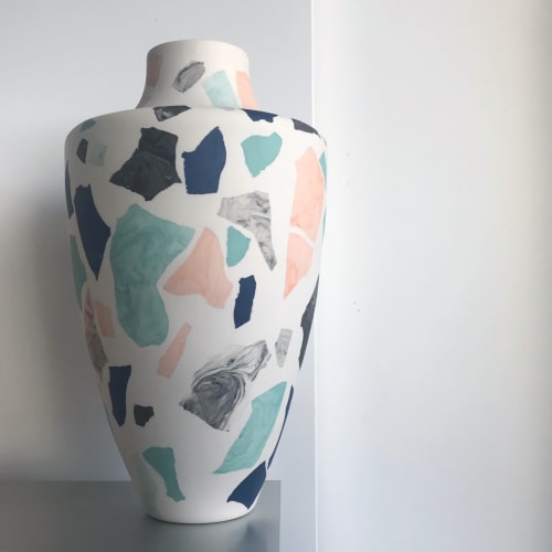 Shades of blue Terrazzo Vase | Vases & Vessels by Natascha Madeiski