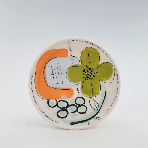 color blocks +blossom side plate | Ceramic Plates by Whitney Smith
