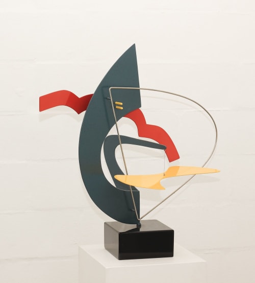 " Inquiring Mind" Indoor table/ pedestal sculpture with a moving part