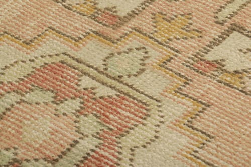 Vintage Turkish Rug in Pink and Cream with Geometric | Rugs by Rug and Kilim