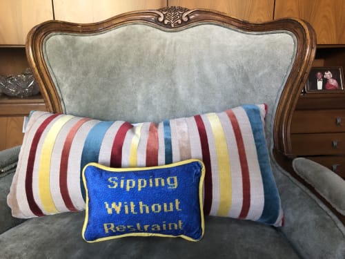 SIPPING WITHOUT RESTRAINT velvet toss pillow | Pillows by Mommani Threads