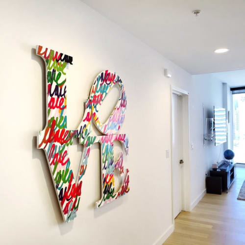 "Love" on wooden panel | Wall Sculpture in Wall Hangings by Ruben Rojas