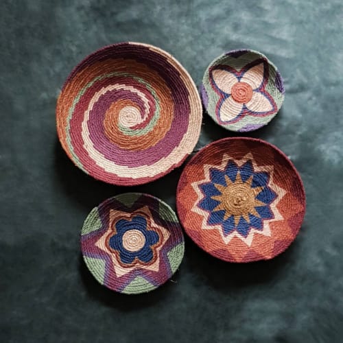 4 Pieces Wall Plate Boho Wall Decor | Ornament in Decorative Objects by Sarmal Design