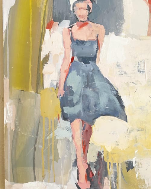 Hustling Home to Fix the Strap Abstract Figure Painting | Paintings by Donna Weathers
