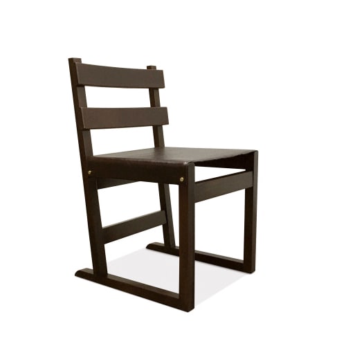 Piero Slatted-Back Chair in Rosewood & Leather by Costantini | Dining Chair in Chairs by Costantini Design