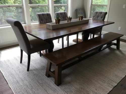 Stained White Oak Trestle Table | Tables by Milbourn Woodworks Inc.