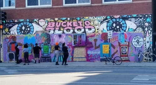 Black Lives Matter group Mural | Street Murals by Natalia Virafuentes | Bucket O' Blood Books and Records in Chicago