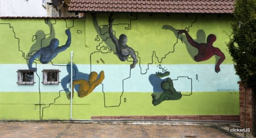 "Wer bezahlt die Rechnung" or The olymplic spirit. | Street Murals by Abraham Burciaga