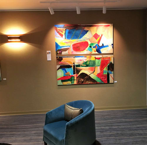 Five Bird Diptych | Oil And Acrylic Painting in Paintings by Owen Brown | Frederick R. Weisman Art Museum in Minneapolis