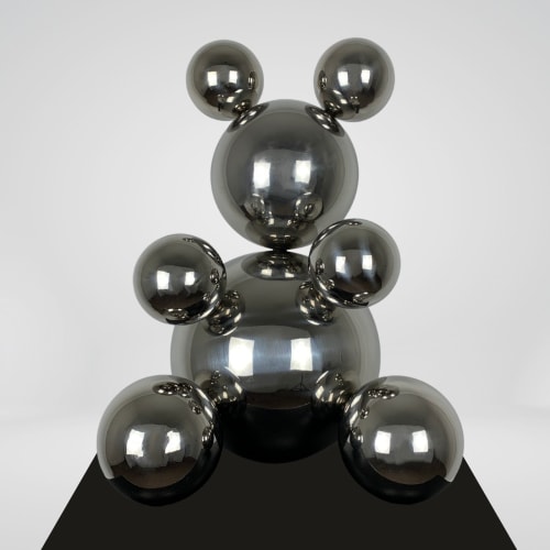Big Stainless Steel Bear Arthur Sculpture Minimalistic Anima | Sculptures by IRENA TONE