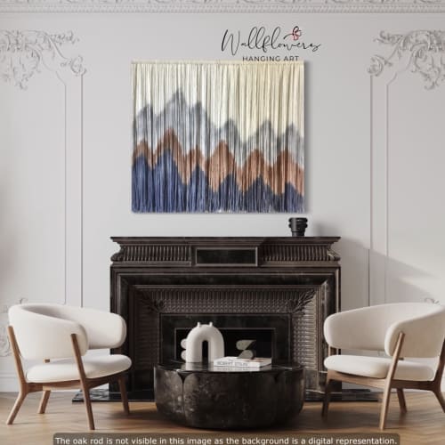 SIERRA NAVY Abstract Mountain Landscape Wall Tapestry | Macrame Wall Hanging in Wall Hangings by Wallflowers Hanging Art