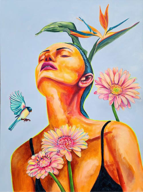 Summer "The Seeker of Growth" "Goddess & Nymphs Collection" | Oil And Acrylic Painting in Paintings by Maya Corona