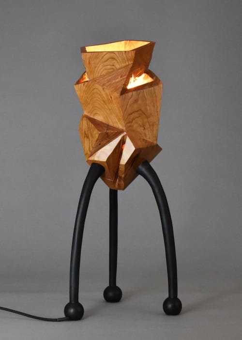Trendy Legs, Carved Cherry and Epoxy Lighting Sculpture | Lamps by Phil Woodward Art