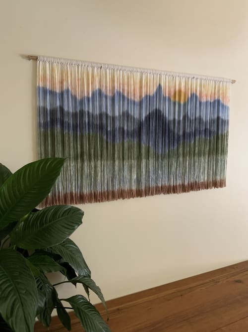 GLACIER SUNSET Mountain Wall Art | Hand-Dyed Textile Art | Macrame Wall Hanging in Wall Hangings by Wallflowers Hanging Art