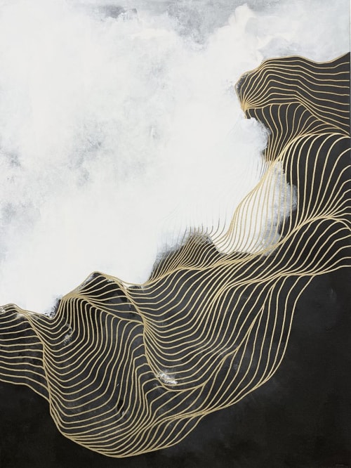 "Through the Clouds" abstract line painting | Oil And Acrylic Painting in Paintings by Tracie Cheng