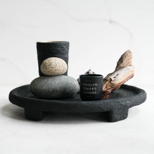 Large Footed Tray in Carbon Black Concrete | Decorative Objects by Carolyn Powers Designs