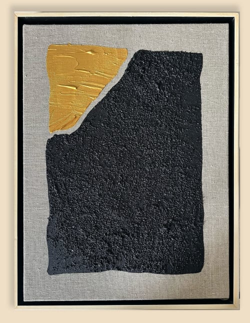 Gold and Carbon Painting on Spanish Linen Minimalist | Oil And Acrylic Painting in Paintings by RGB Fine Art