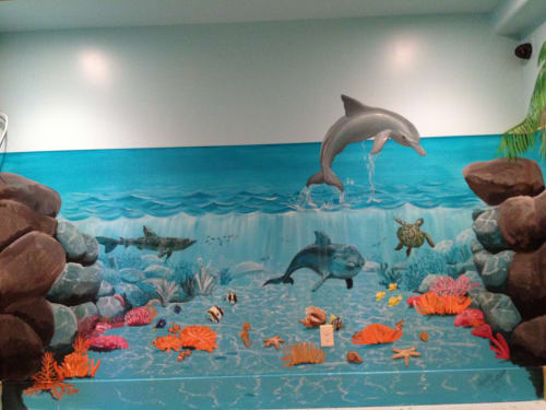Underwater ocean and beach playroom mural by Angela Bawden | Murals by Angela Bawden Fine Art