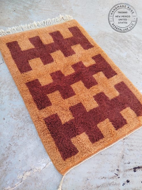 Terracotta Beni Ourain Style Rug – Handmade Moroccan Wool | Rugs by Berber Luxe