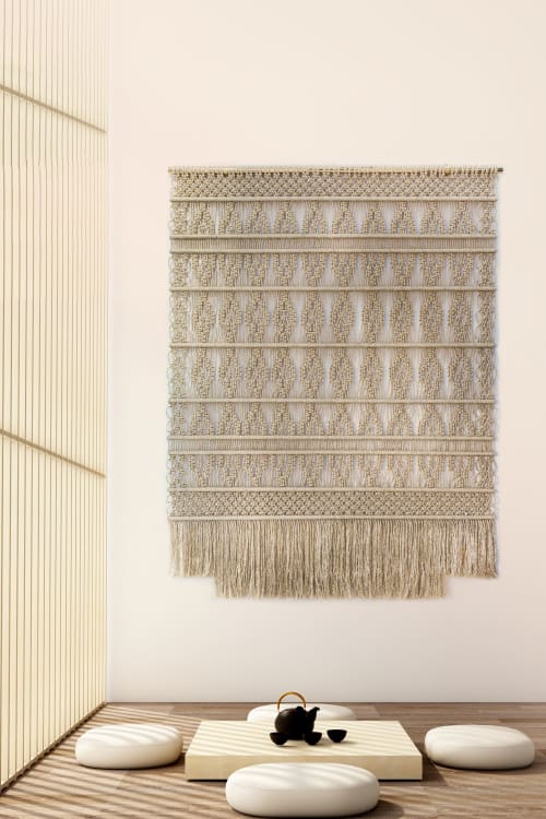 Gold wallhanging 160cm x 250cm | Macrame Wall Hanging by Milla Novo | Netherlands in Amsterdam