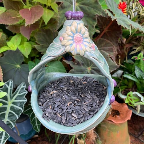 Bird Feeder By Queen Bee Pottery Seen At Private Residence