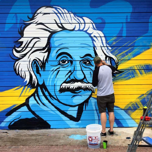 Einstein DC Mural by Matt Corrado seen at 52 O St NW, Washington D.C