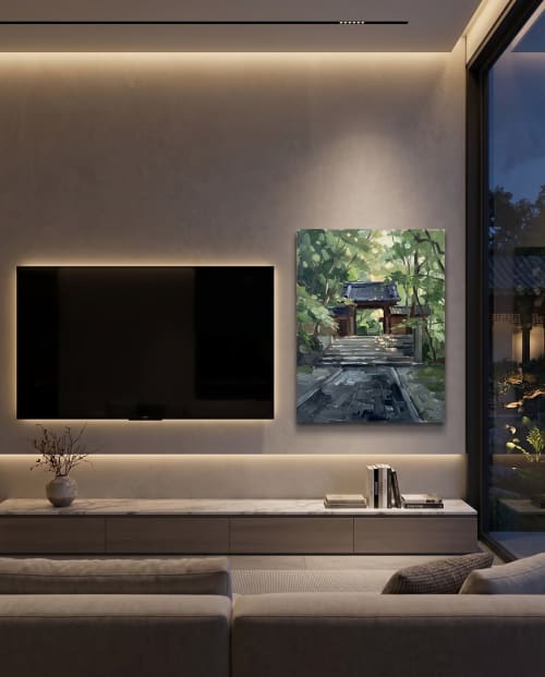 100x80cm Eigen Onsen Japan Landscape Impasto Oil Painting I | Oil And Acrylic Painting in Paintings by Dynasty Artisan