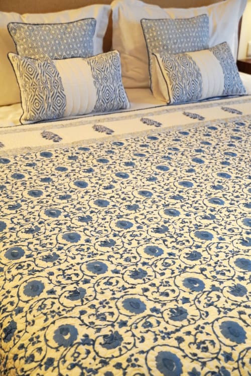 Indigo Ditsy - Poppies Quilt | Linens & Bedding by Jaipur Bloc House