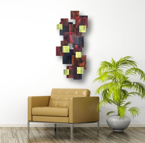 "Dusk" TTS Glass and Metal Wall Sculpture | Wall Hangings by Karo Studios