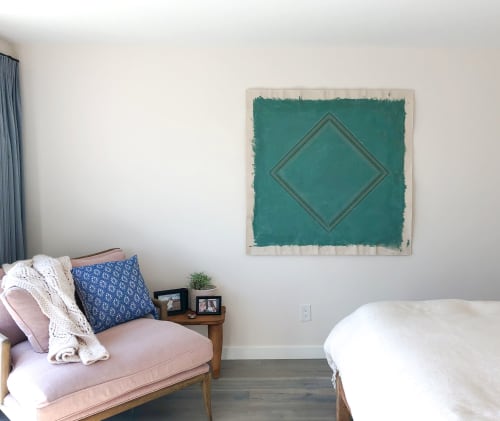 Blue-Green Minimalist Geometric Modern Tapestry Painting | Art & Wall Decor by Emily Keating Snyder