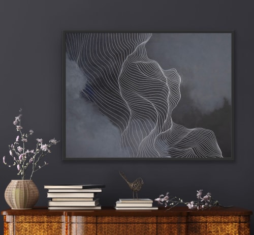 “Glimmers” abstract line painting | Paintings by Tracie Cheng