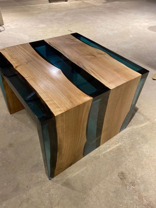Coffee Table - Black Epoxy Resin Coffee Table - Living Room | Dining Table in Tables by TigerWoodAtelier | United Center in Chicago