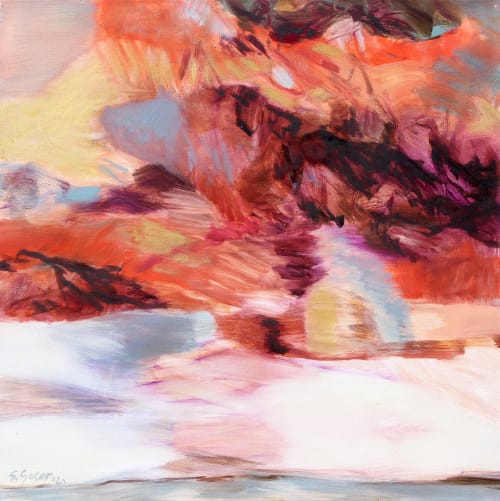 Square Canvas Abstract Landscape Oil and Acrylic | Oil And Acrylic Painting in Paintings by Simona Gocan