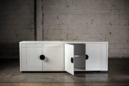 Modern White Lonely Dots Solid Oak Sideboard | Storage by Aeterna Furniture