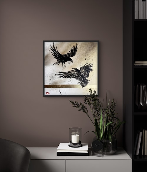 Painting with gold “Duelling | Mixed Media by Oplyart