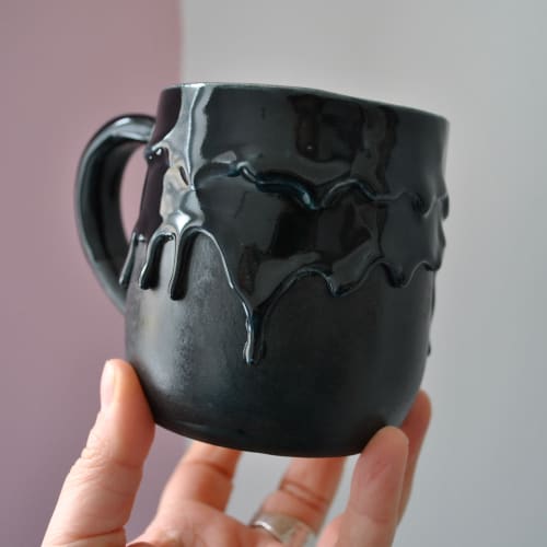 Black on Black Mug | Cups by Silver Spot Ceramics | Private Residence in Stroud