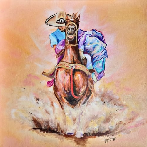 Ana The Escaramuza - Empowered Collection | Oil And Acrylic Painting in Paintings by Maya Corona